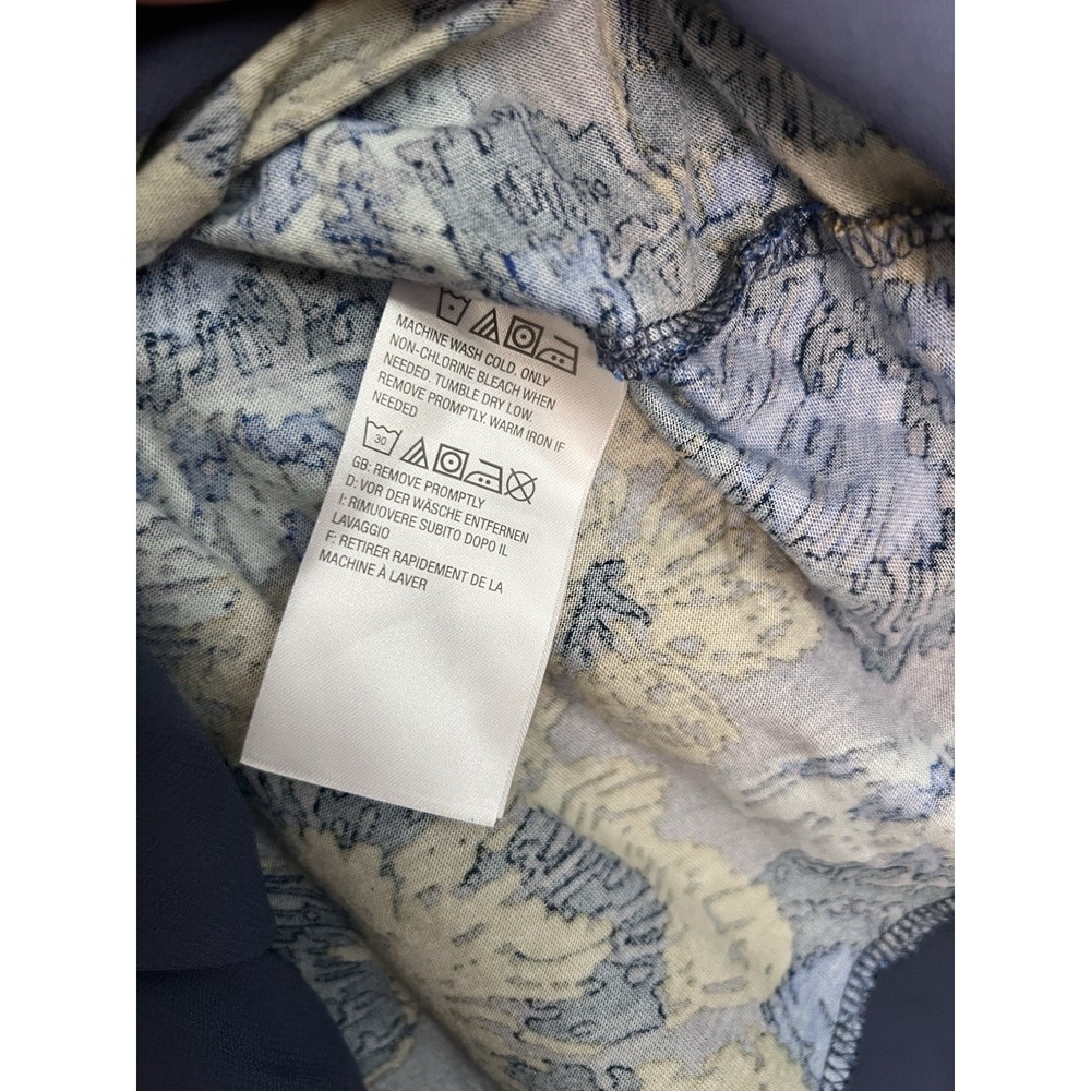 LOGO Lori Goldstein Floral Layered Hem Tunic Top Blue Mustard Artsy Boho Large - Picture 3 of 10